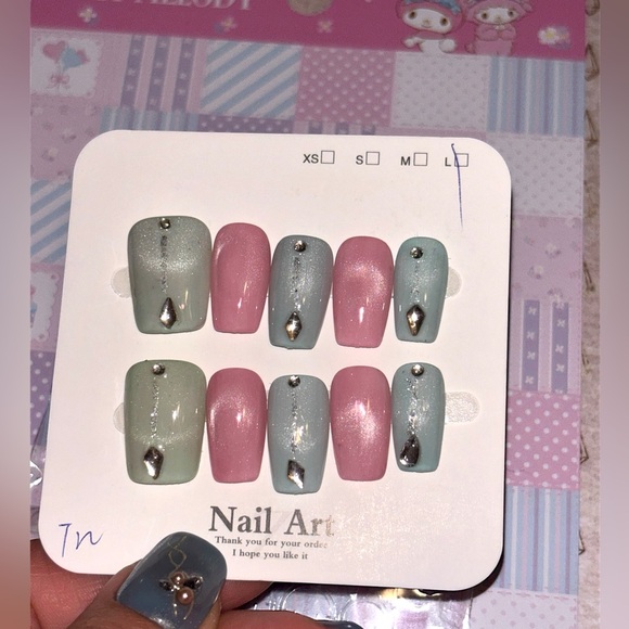 Handmade Accessories - Pastel Dreamhouse press-on nails sz L